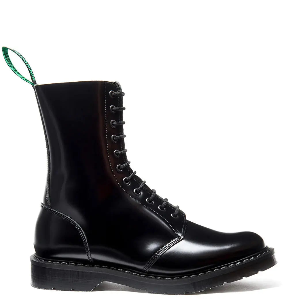 Astronaut Boot - 11 Eye Black Hi Shine Leather Solovair