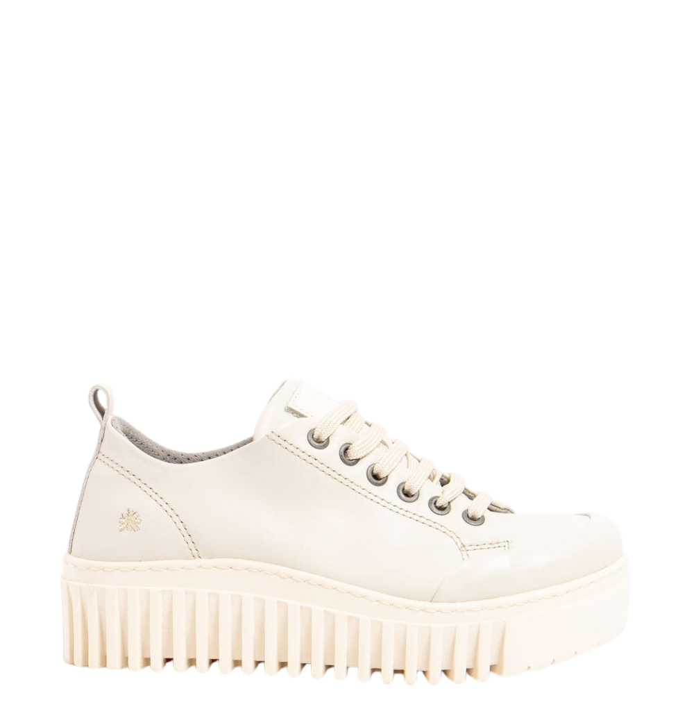 Brighton Platform Leather Shoes - Cream