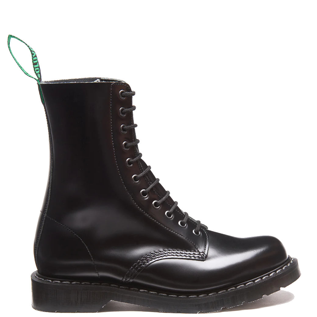 Derby Boot - 11 Eye Black Hi-Shine Leather
