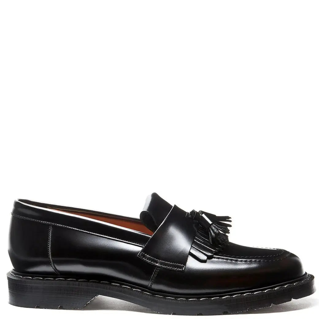 Tassel Loafer - Black Leather Shoes Solovair
