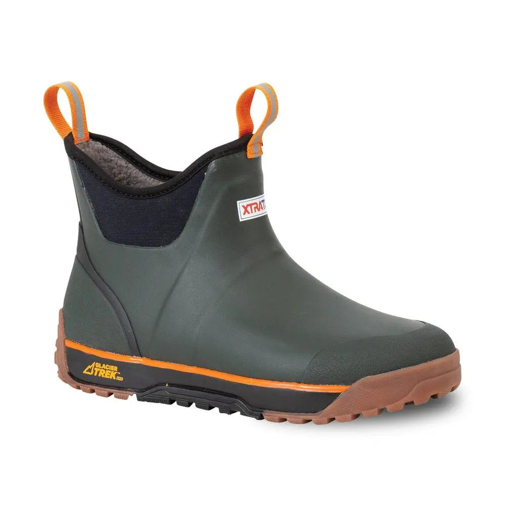 Dark green ADB Ice Boot with orange pull tabs, Glacier Trek Pro sole, and XTRATUF logo.