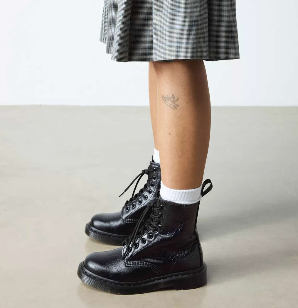 1460 Croco - Black Atlas Leather Boots