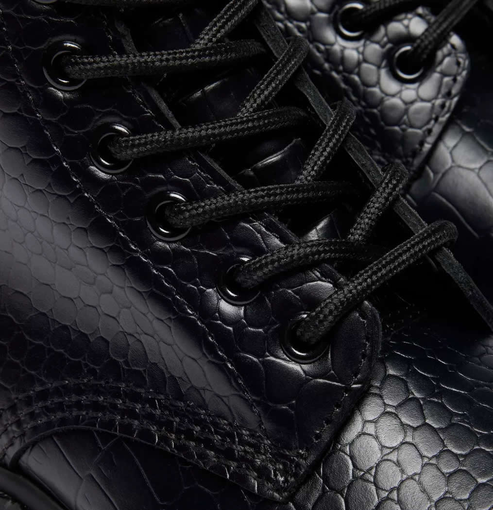 1460 Croco - Black Atlas Leather Boots