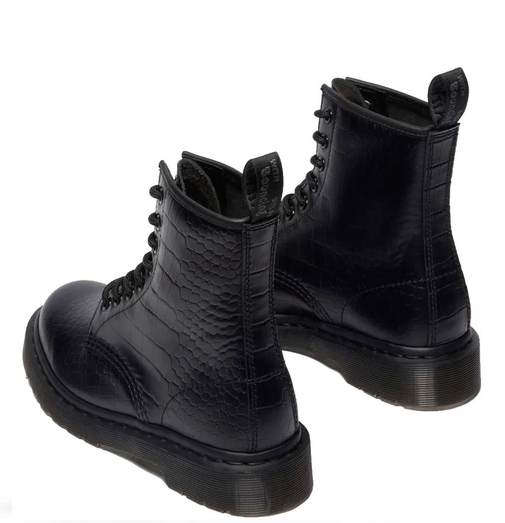 1460 Croco - Black Atlas Leather Boots