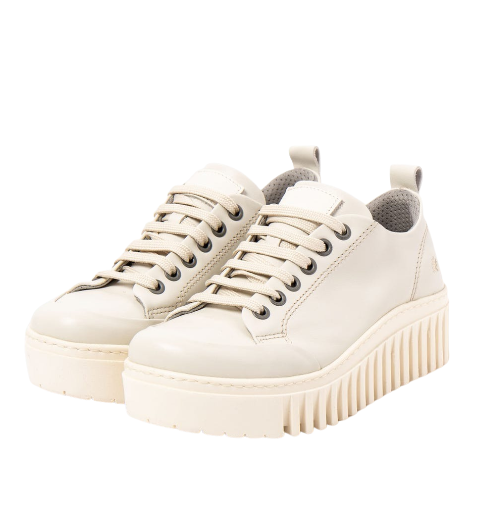 Brighton Platform Leather Shoes - Cream