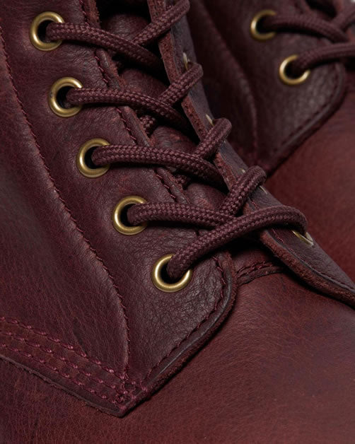 1460 Grizzly - Cherry Red Leather Boots