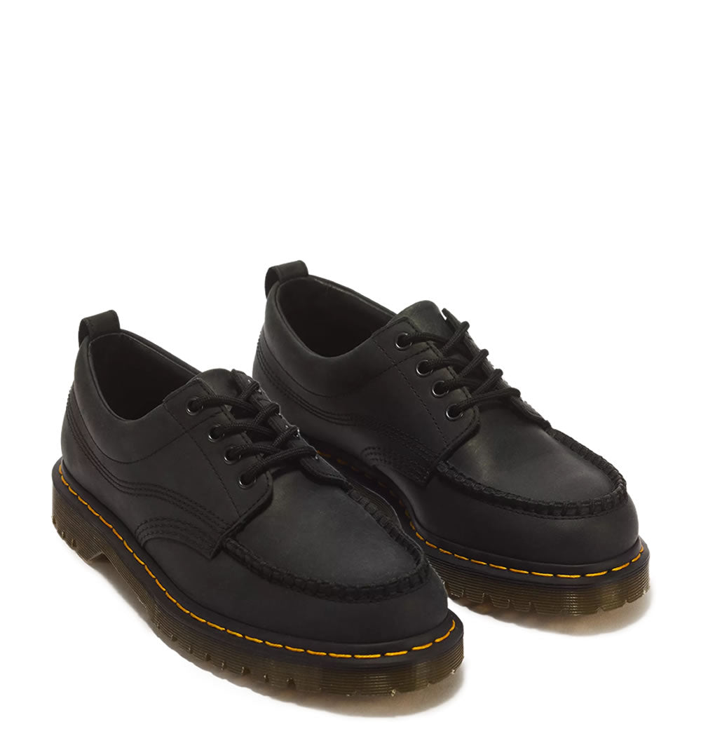 Dr Martens Lowell 4 Eye Crazy Horse Leather Moc Toe Shoes - Black