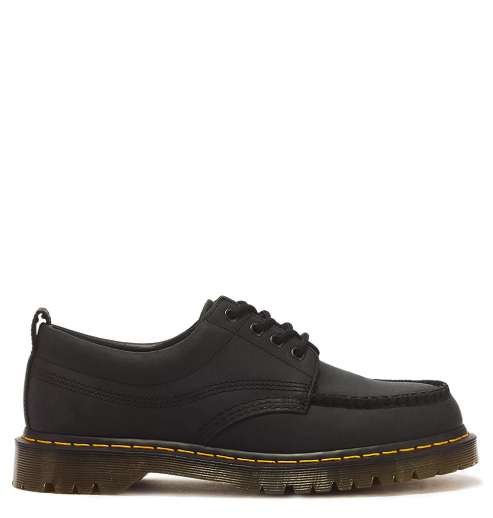 Dr Martens Lowell 4 Eye Crazy Horse Leather Moc Toe Shoes - Black