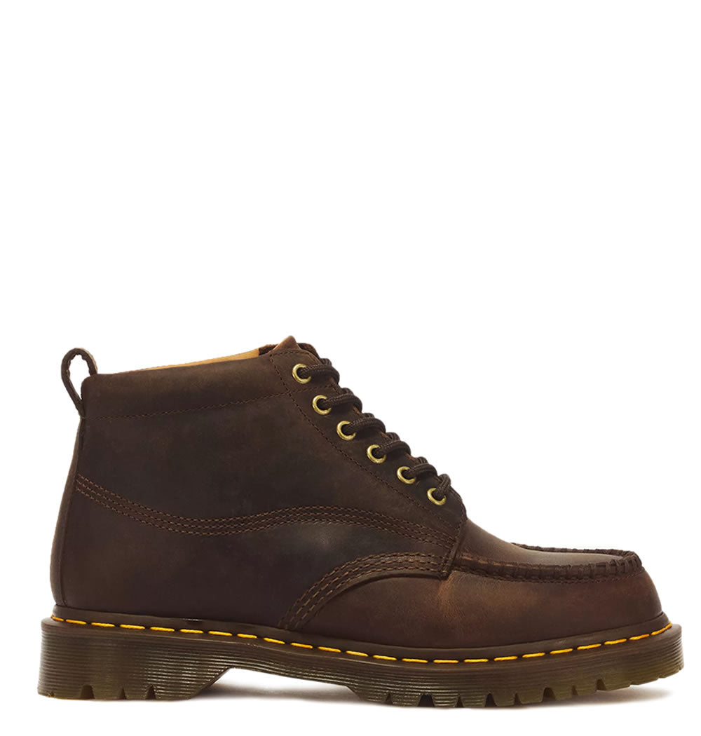 Lowell Chukka 6 Eye Crazy Horse Leather Moc Toe Boots - Dark Brown