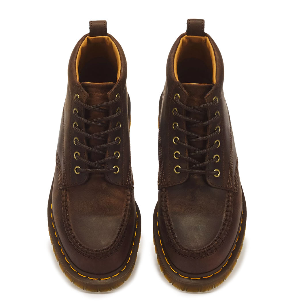 Lowell Chukka 6 Eye Crazy Horse Leather Moc Toe Boots - Dark Brown