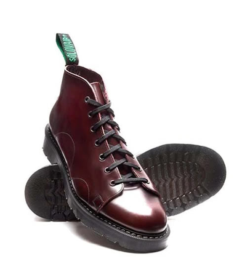 Solovair Monkey Boot Burgundy Rub-off Leather
