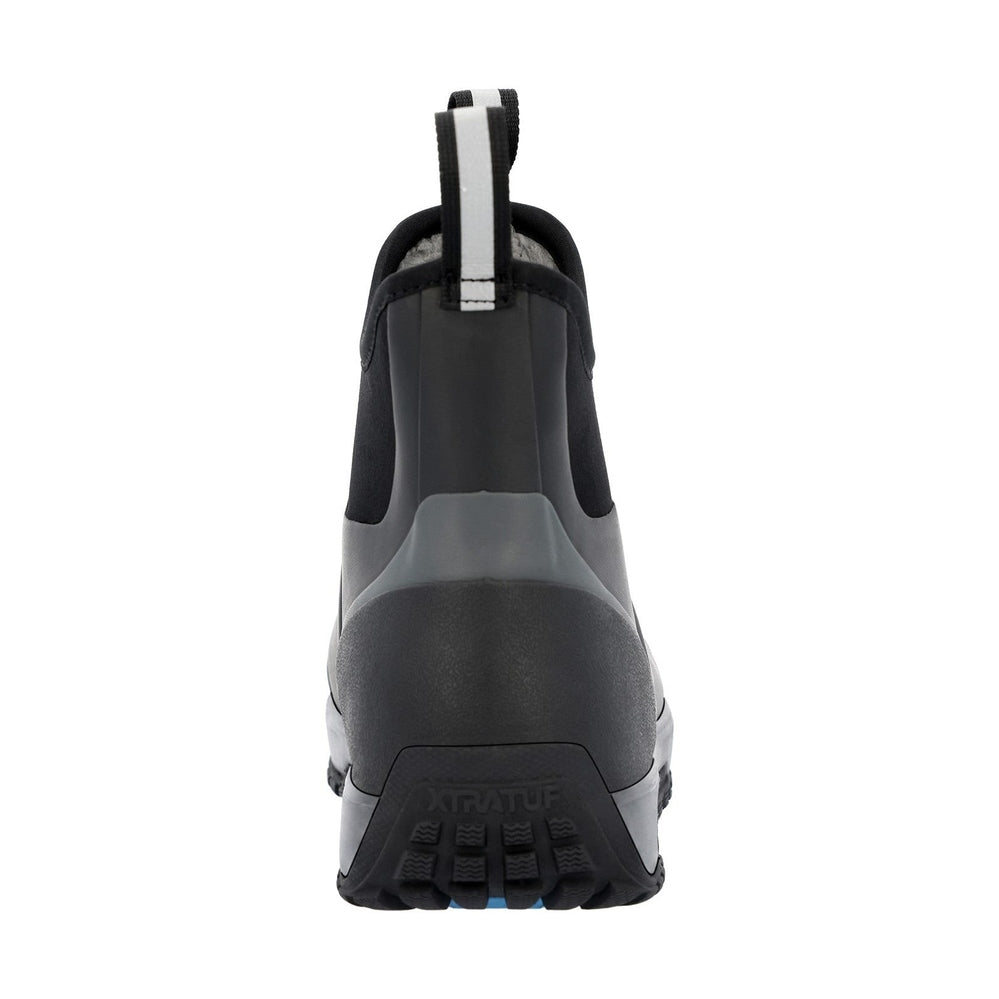 Black ADB Ice Boot, rear view, with reflective pull tab and XTRATUF branding on the sole.