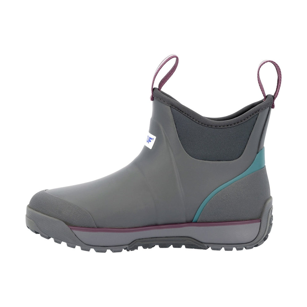 Gray ADB Ice Boot with teal and purple accents, featuring a short shaft and textured sole.