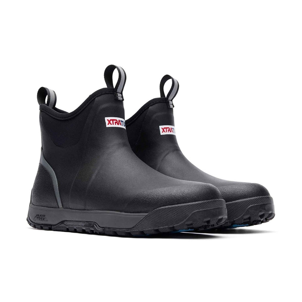 Black XTRATUF ADB Ice Boots with Glacier Trek Pro soles and reflective pull tabs.