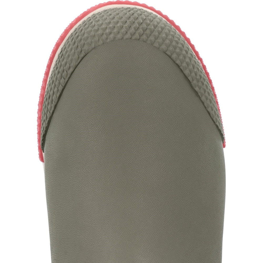 Top-down view of a grey Ankle Deck Boot Sport with a textured grey toe cap and pink trim.