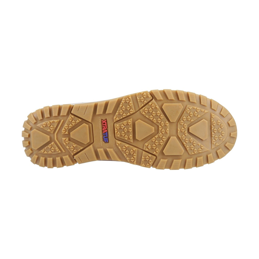 Brown XTRATUF Ankle Deck Boot sole with deep, multi-directional traction patterns.