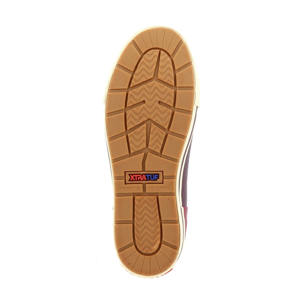 Brown XTRATUF Ankle Deck Camp Boot sole with non-marking, slip-resisting tread.