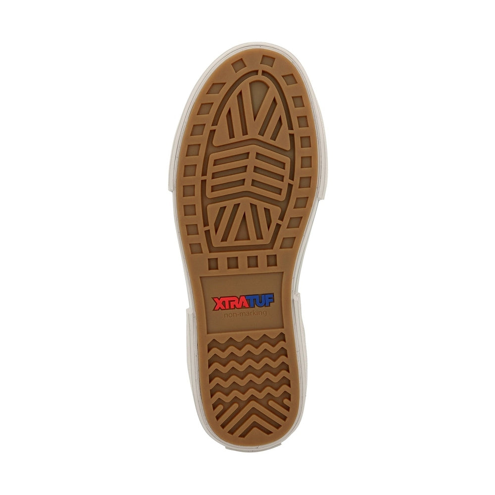 XTRATUF Deck Boot's brown non-marking, slip-resistant outsole with grip patterns.