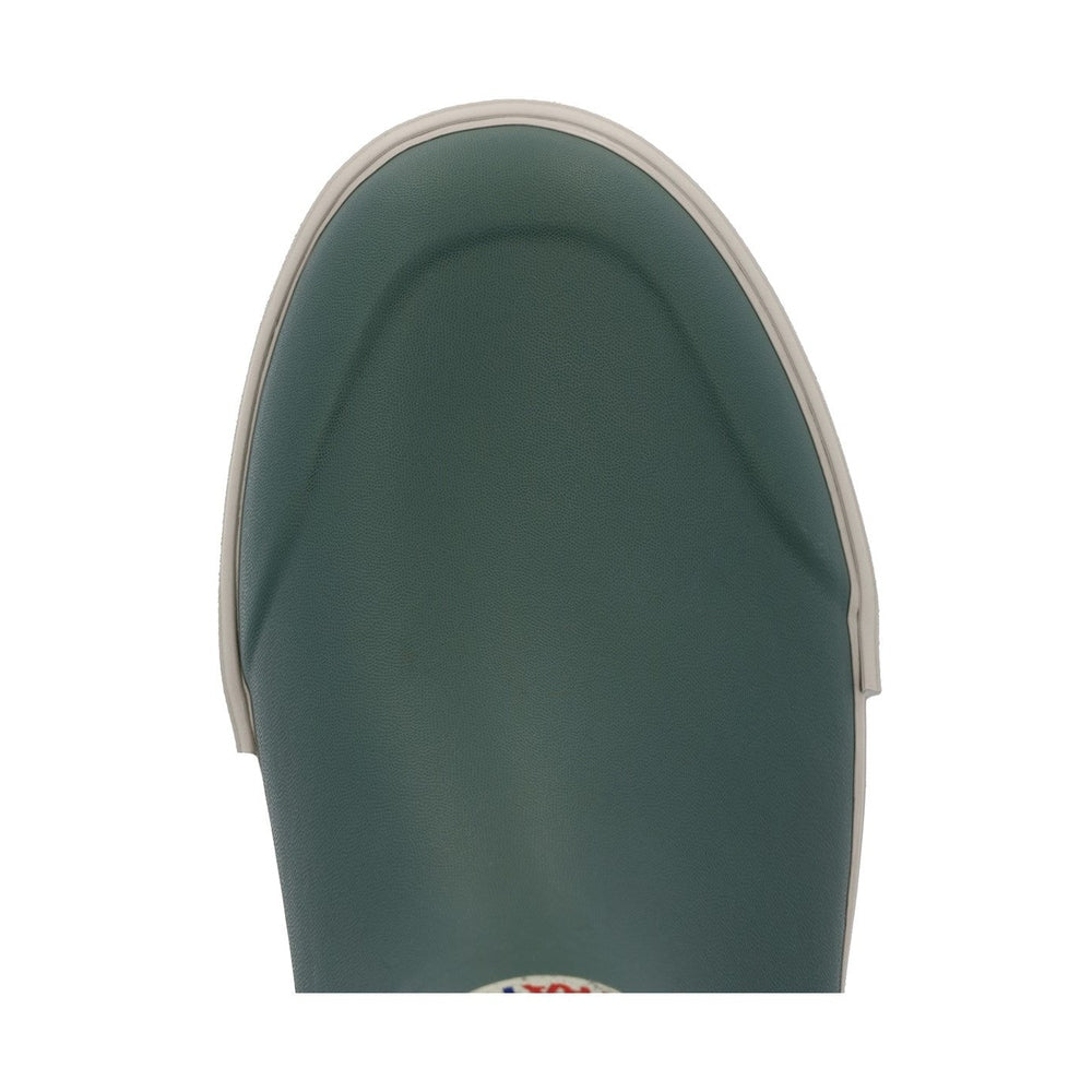 XTRATUF Ankle Deck Vintage Boot, dark green waterproof rubber with light trim.