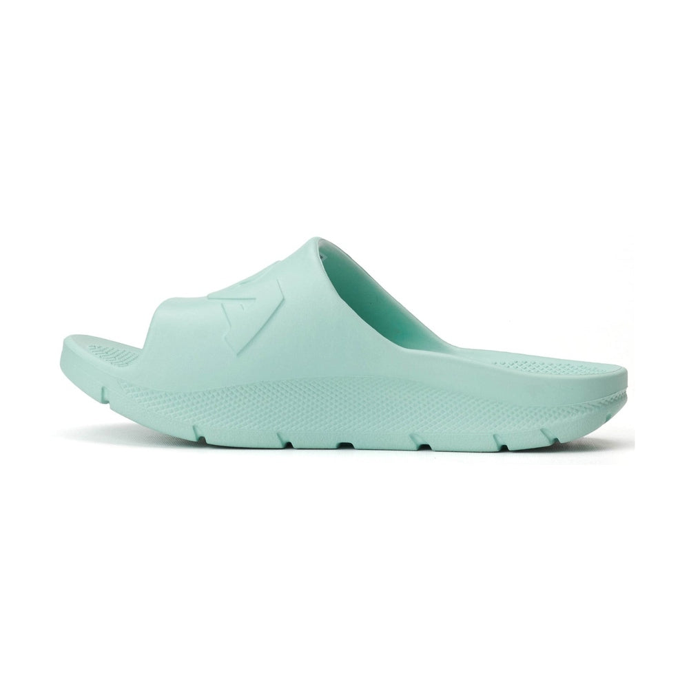 Light mint green Apres Fish slide sandal, one-piece eco-conscious material with textured sole.