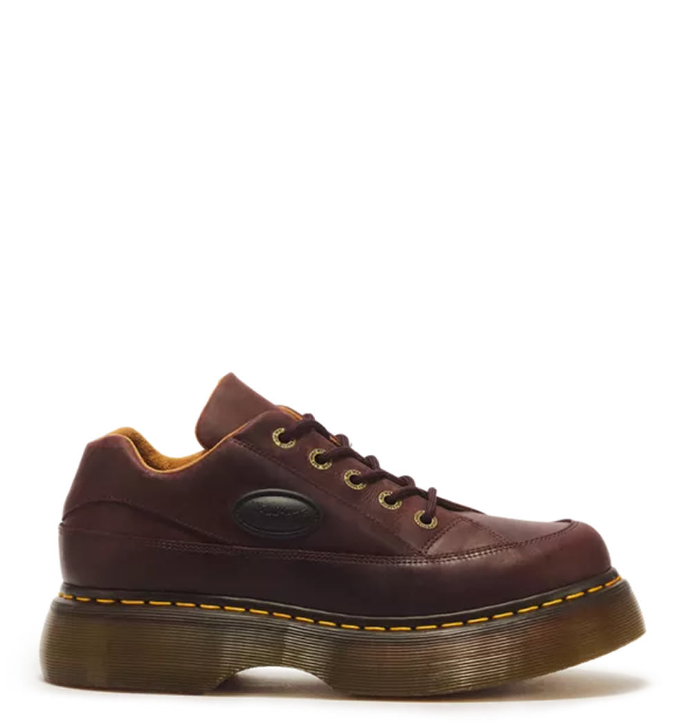 Dr Martens Buzz 5 Eye Crazy Horse Leather Shoes - Cherry Red