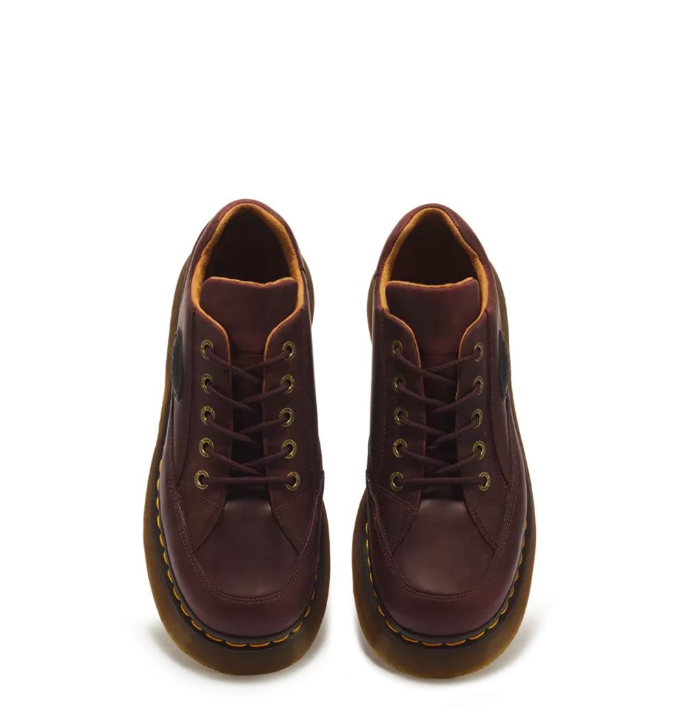 Dr Martens Buzz 5 Eye Crazy Horse Leather Shoes - Cherry Red