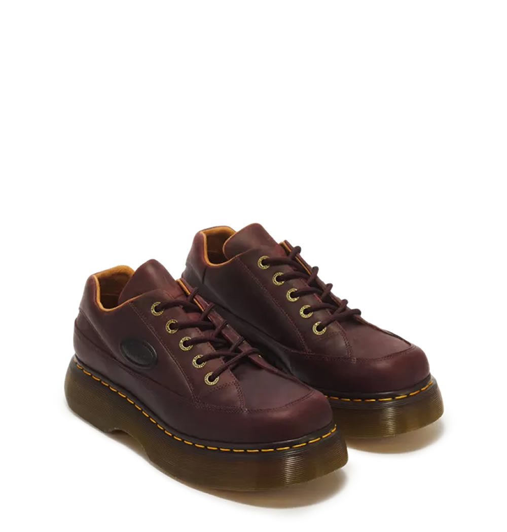 Dr Martens Buzz 5 Eye Crazy Horse Leather Shoes - Cherry Red