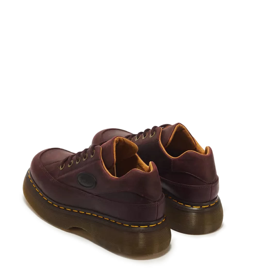 Dr Martens Buzz 5 Eye Crazy Horse Leather Shoes - Cherry Red