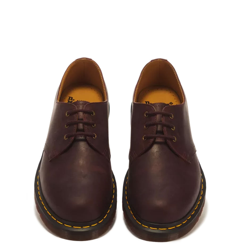 Dr Martens 1461 3 Eye Crazy Horse Leather Lace Up Shoes - Cherry Red
