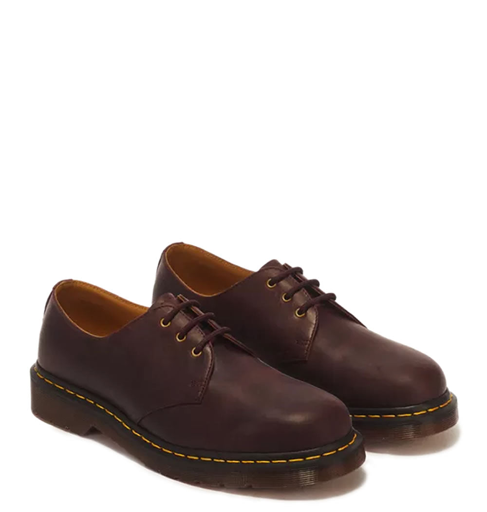 Dr Martens 1461 3 Eye Crazy Horse Leather Lace Up Shoes - Cherry Red