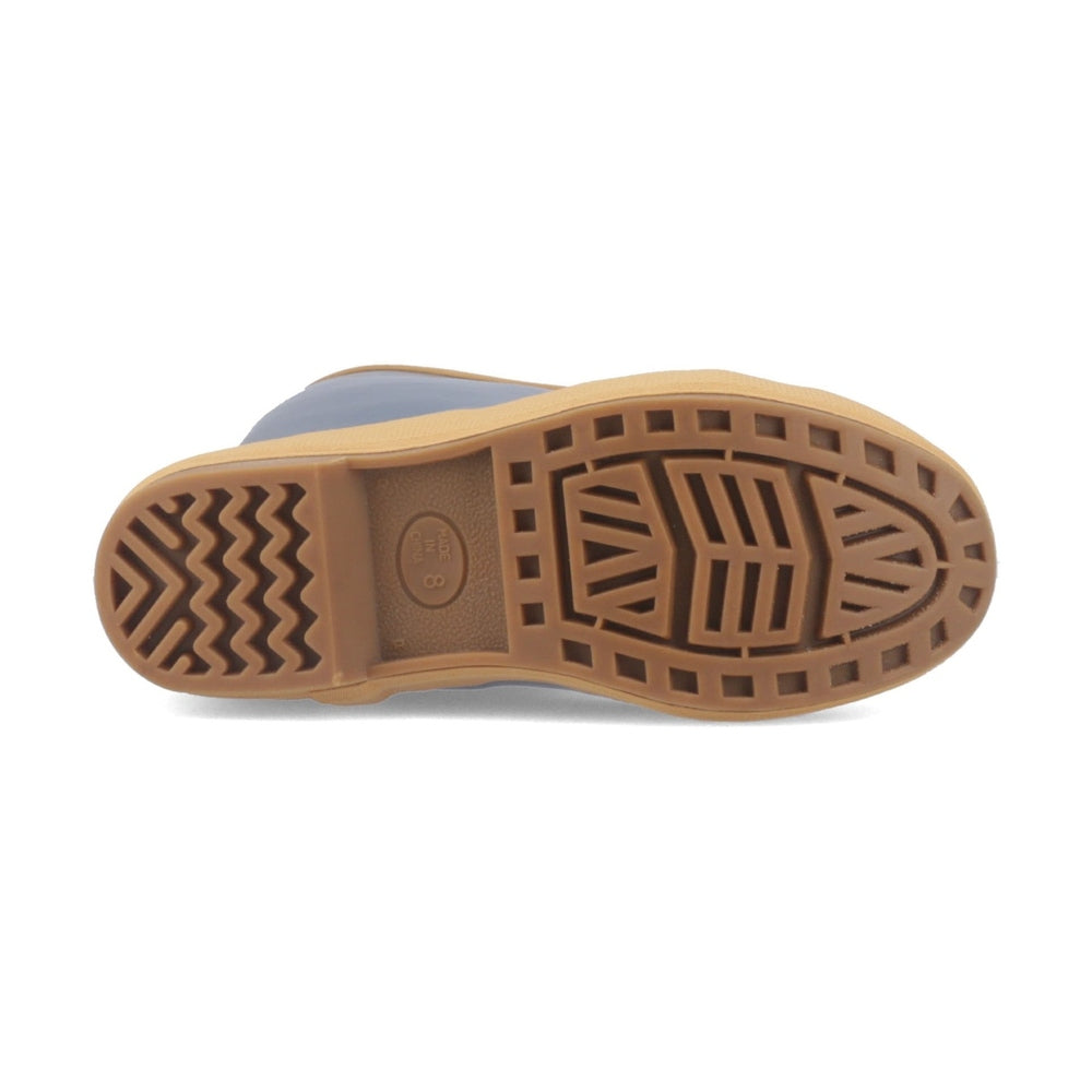 Legacy 15" Wellington boot, gray upper, and durable brown rubber sole with deep treads.