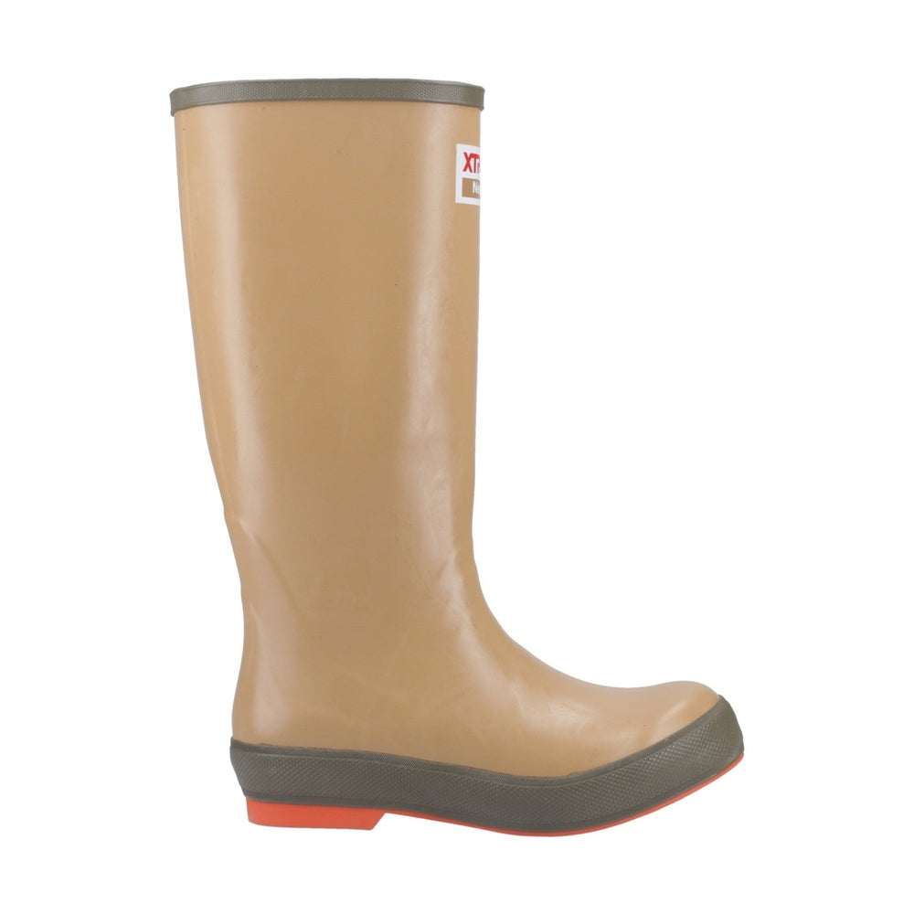 Tan Legacy 15" Wellington boot with a dark gray sole and orange accent.