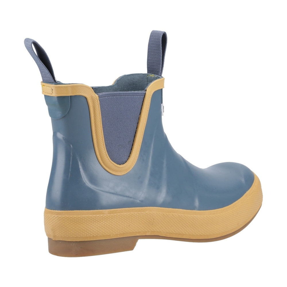 Blue Legacy Deck Boot with tan sole, trim, and pull tabs.