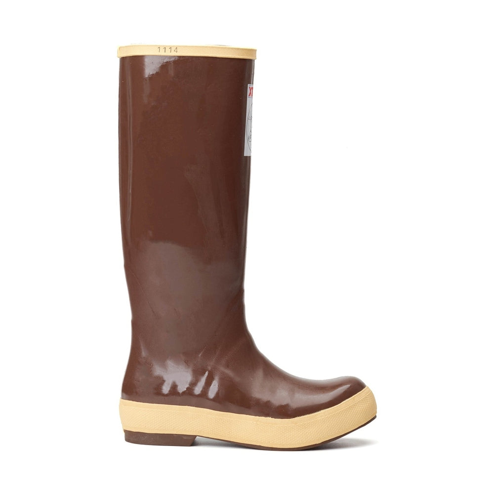 Brown Xtratuf Salmon Sisters 15" Legacy Boot with a light tan sole and top trim, featuring a subtle side logo.