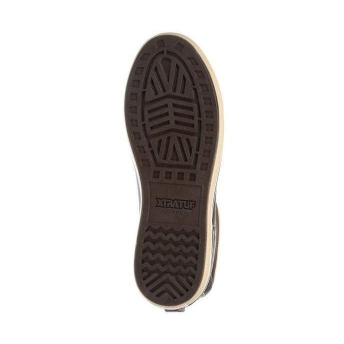 Xtratuf Women's Brown Ankle Deck Boot with slip-resistant Chevron outsole.