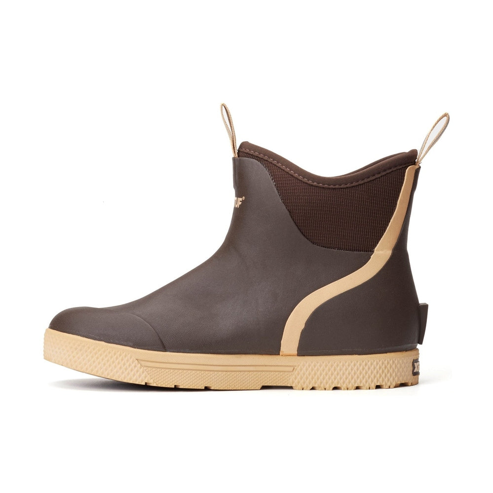 Xtratuf Wheelhouse Deck Boot in brown with a tan sole and side accent, designed for commercial use.