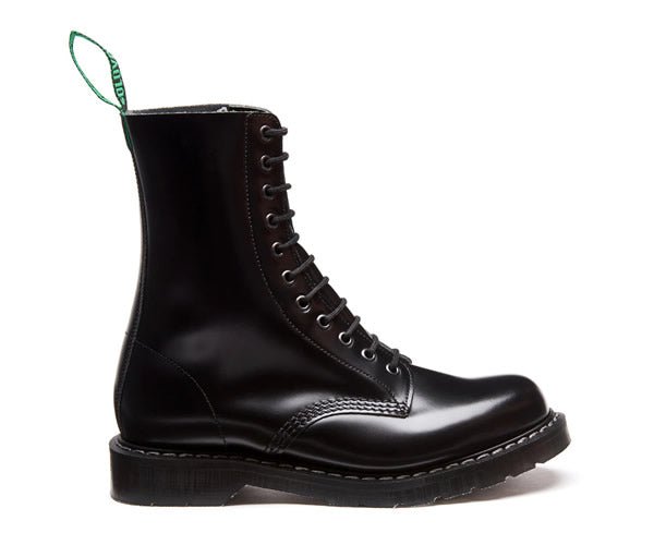 Derby Boot - 11 Eye Black Hi-Shine Leather - The Boot Company