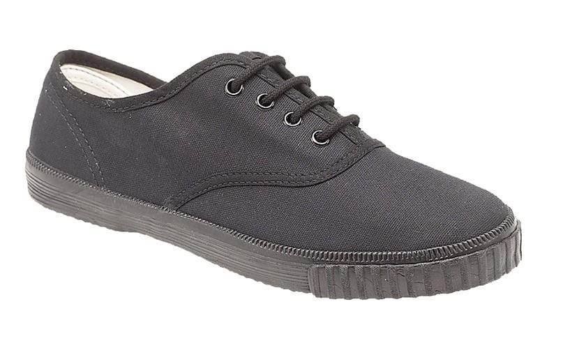 KBK Shoes - Black Lace-Up Plimsoll - The Boot Company