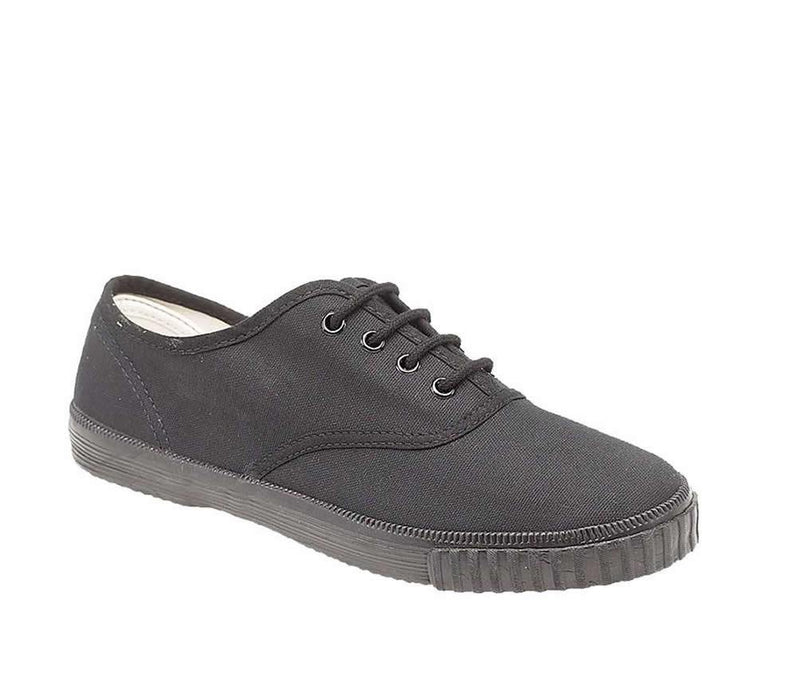 KBK Shoes - Black Lace-Up Plimsoll - The Boot Company