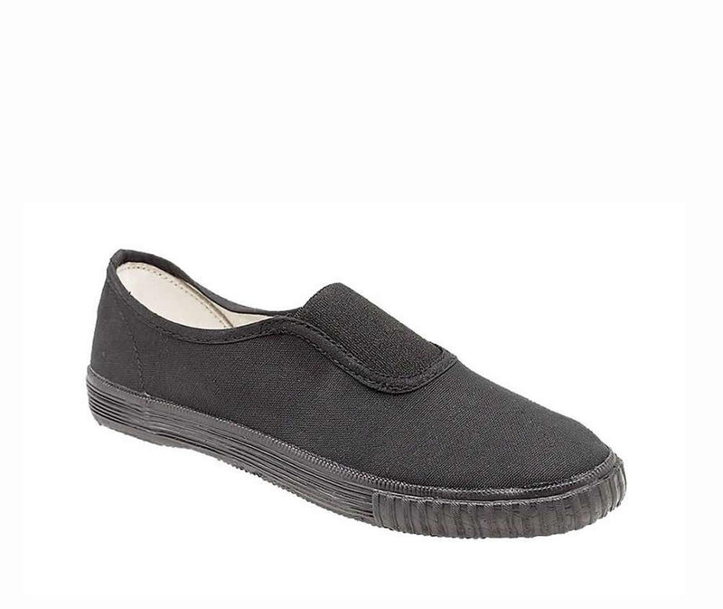 KBK Shoes - Black Slip-On Plimsoll - The Boot Company