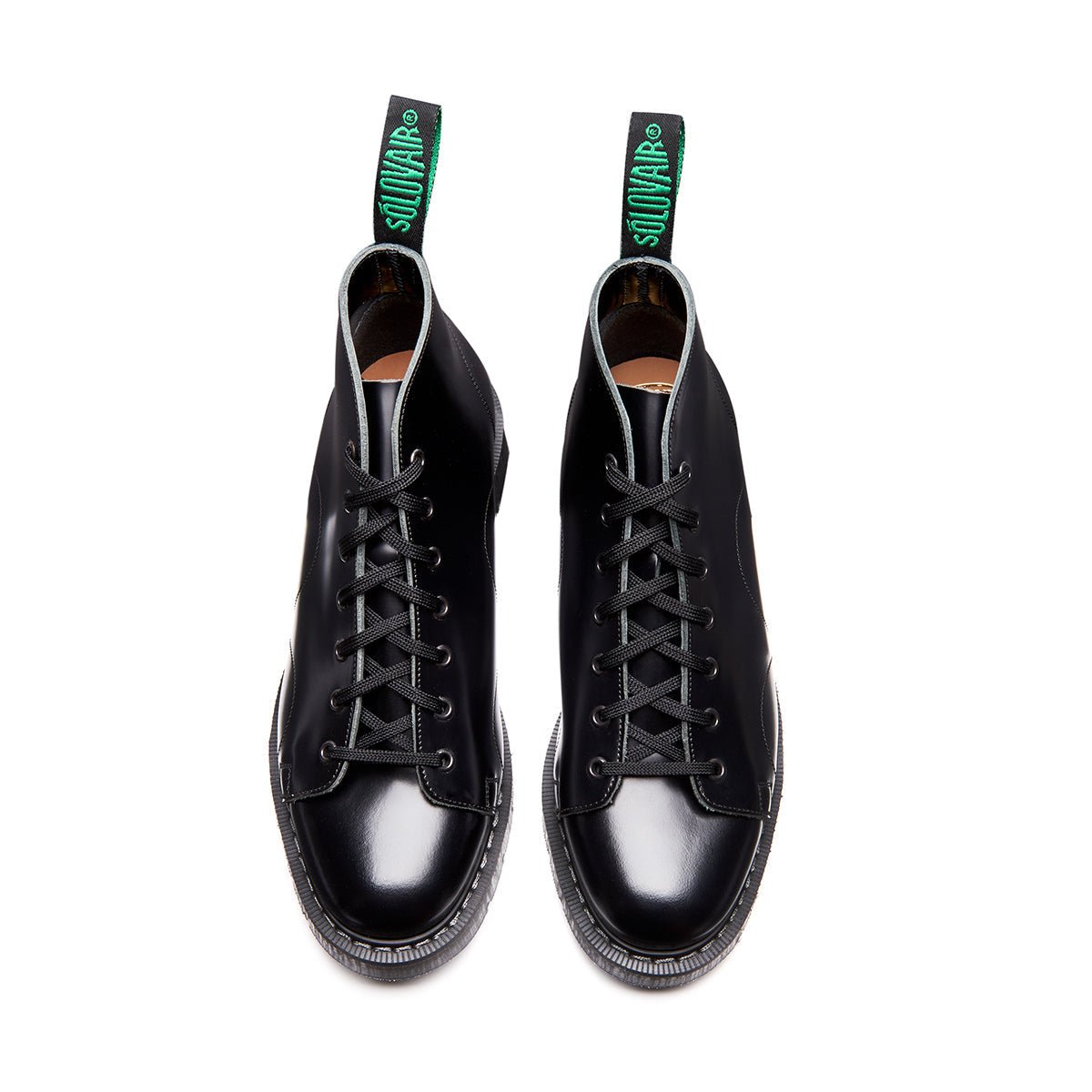 Solovair Monkey Boot - Black High Shine Leather